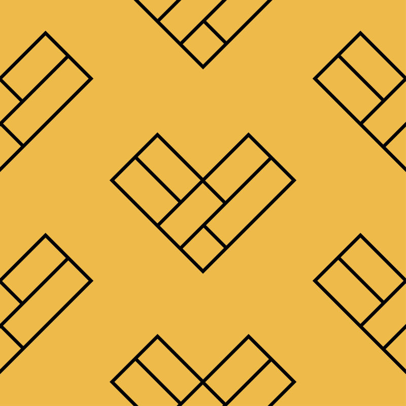 抽象矢量现代几何心形元素的黄色背景设计