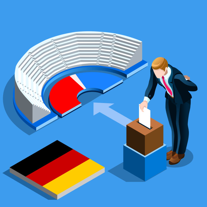 抽象矢量现代德国选举主题的等距插图设计