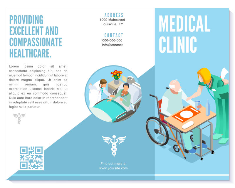 创意矢量现代医疗诊所主题等距平面设计插图