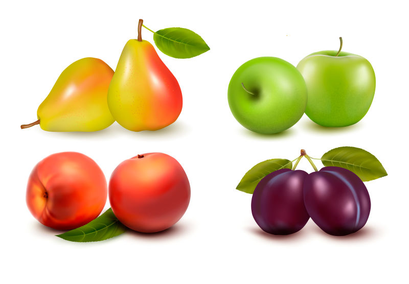 抽象矢量现代新鲜水果插图设计