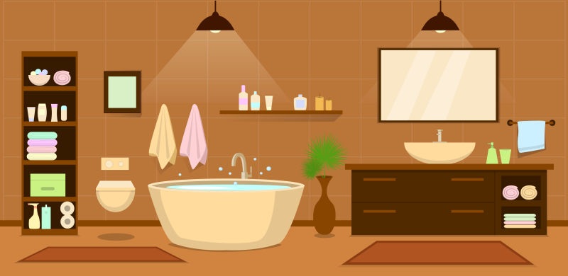 抽象矢量整齐干净的浴室插图