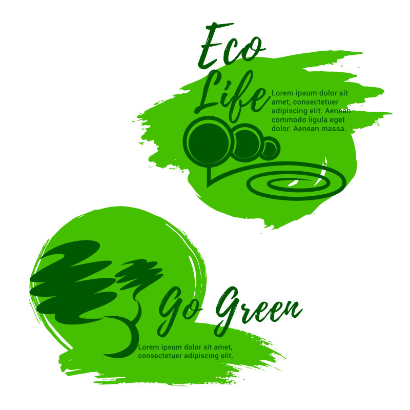 生态生活与绿色环境矢量图标