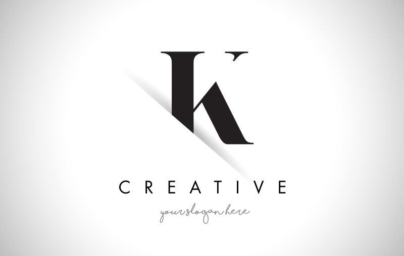 抽象矢量创意剪纸风格的字母K标志设计