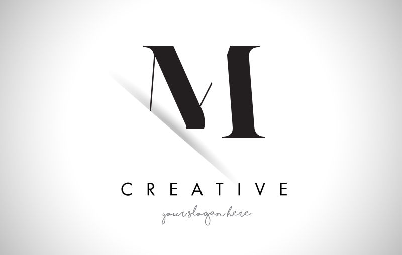 抽象矢量创意剪纸风格的字母M标志设计