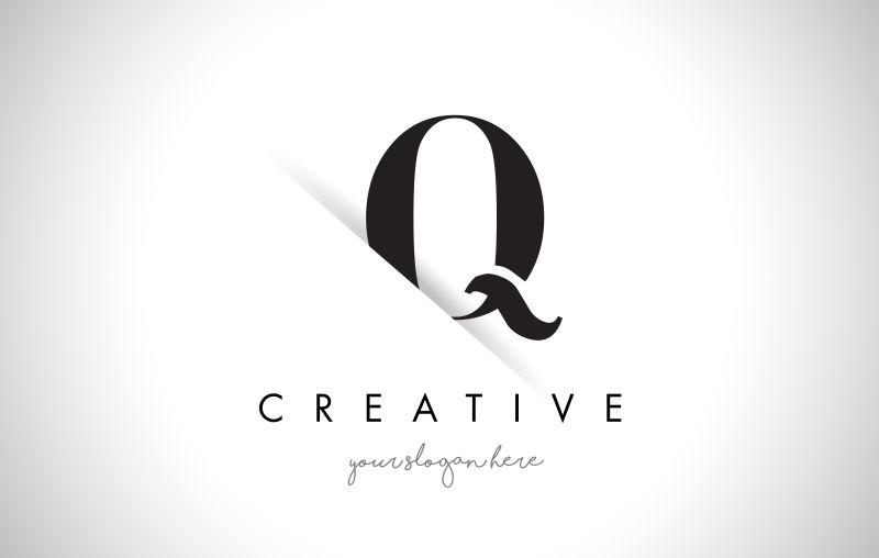 抽象矢量创意剪纸风格的字母Q标志设计