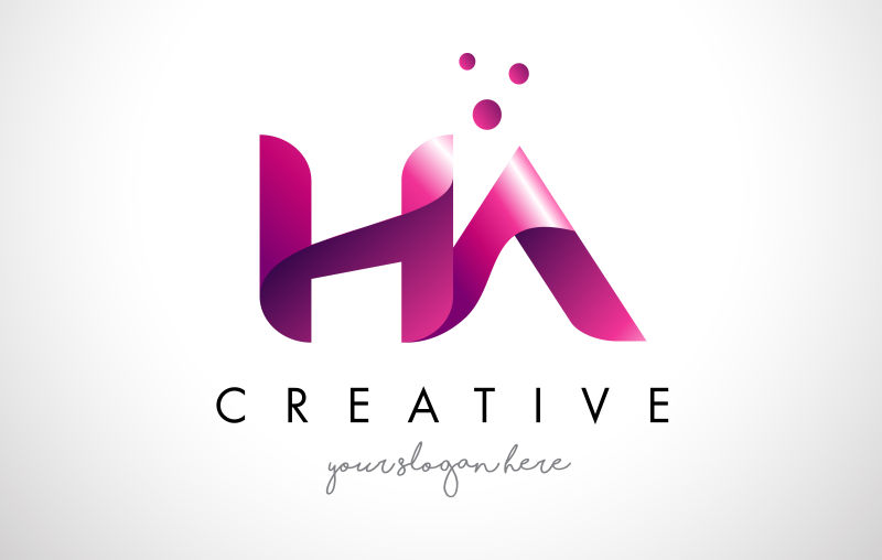 抽象矢量粉色立体字母ha标志设计