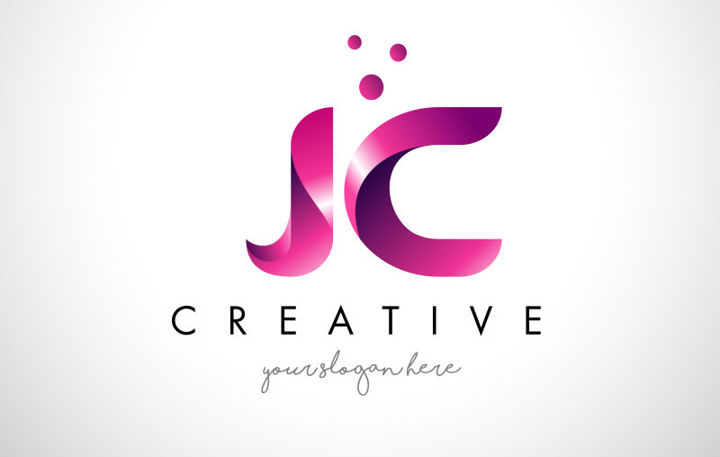 抽象矢量粉色立体字母jc标志设计