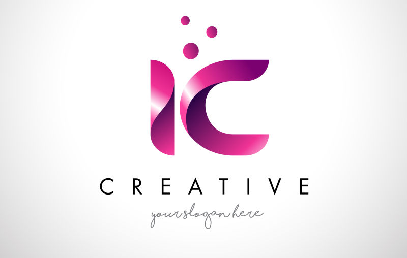 创意矢量现代粉色立体字母ic标志设计
