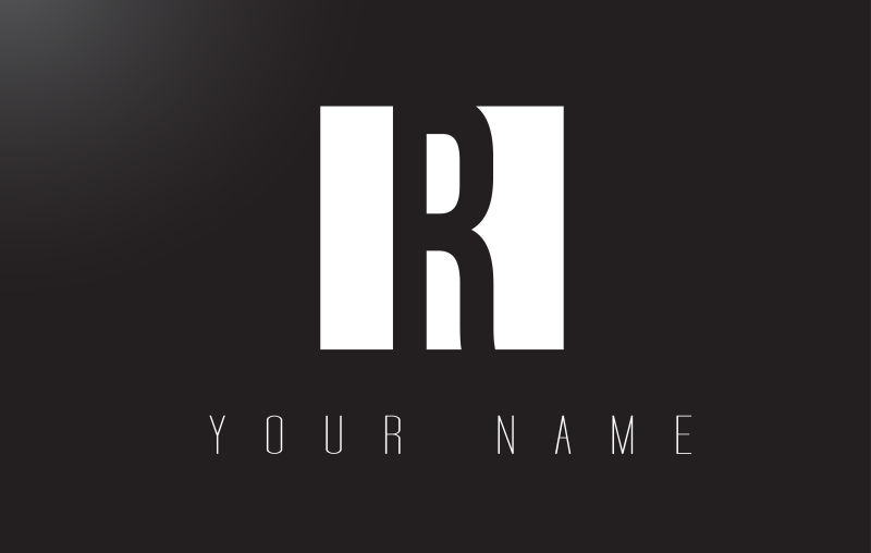 创意矢量现代黑白色的字母R标志设计