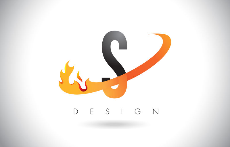 矢量抽象火焰元素的字母s标志设计