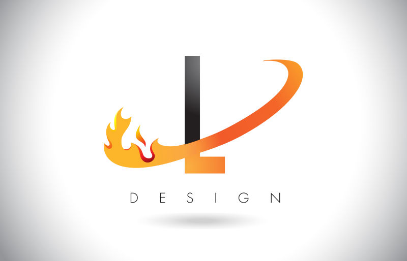 矢量抽象火焰元素的字母l标志设计