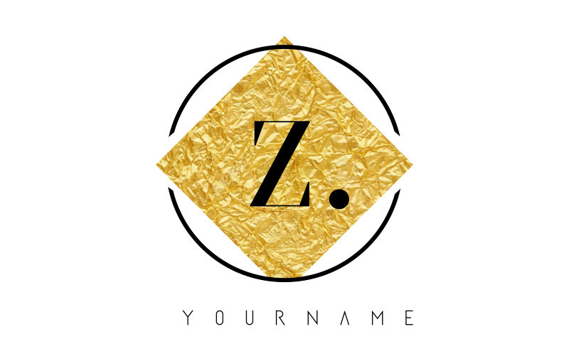 矢量金箔纹理的字母z标志设计