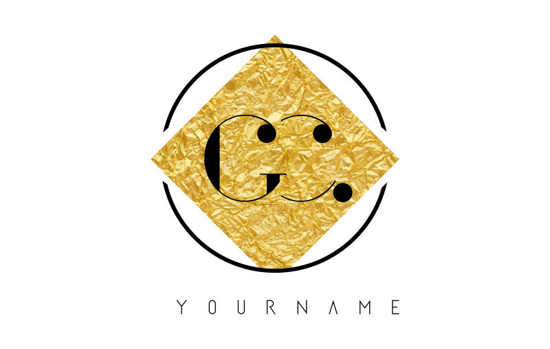 矢量金箔纹理的字母cc标志设计