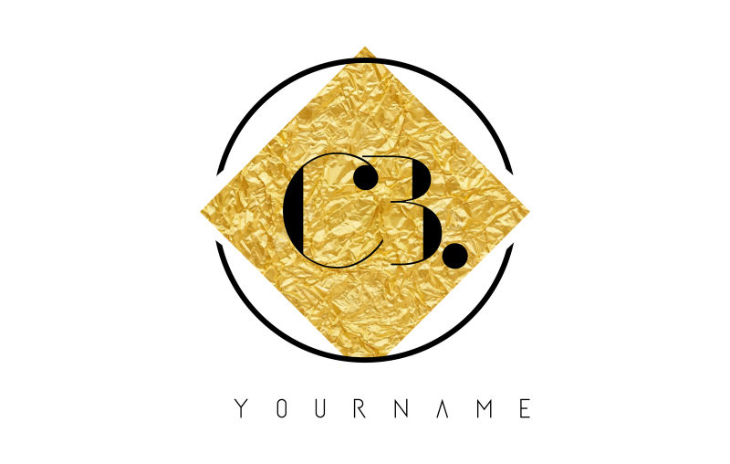 矢量金箔纹理的字母cb标志设计