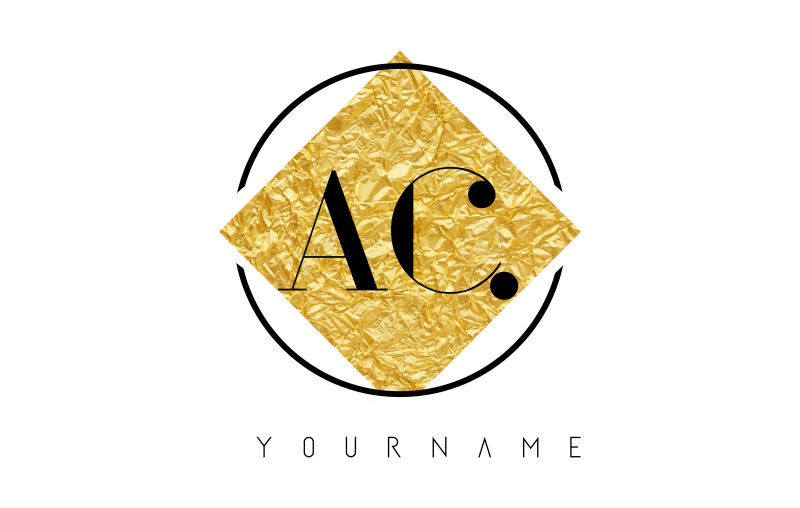 矢量金箔纹理的字母ac标志设计