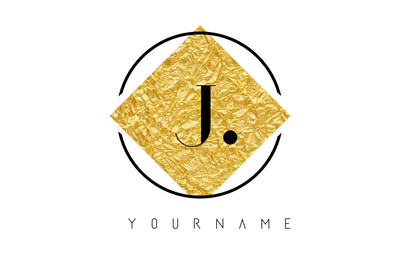 创意矢量现代金箔纹理的字母j标志设计