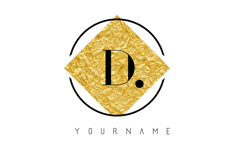 抽象矢量金箔纹理的字母d标志设计