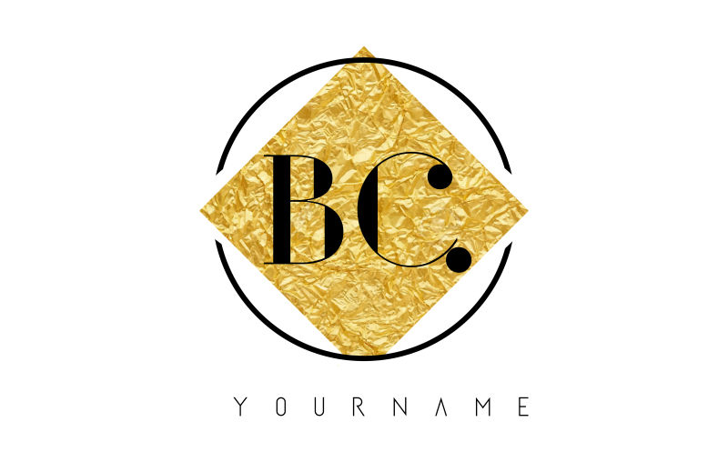 抽象矢量金箔纹理的字母bc标志设计