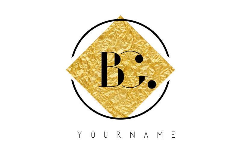创意矢量金箔纹理的字母bg标志设计