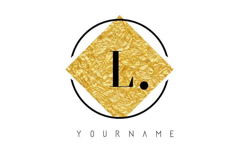 抽象矢量金箔纹理的字母l标志设计