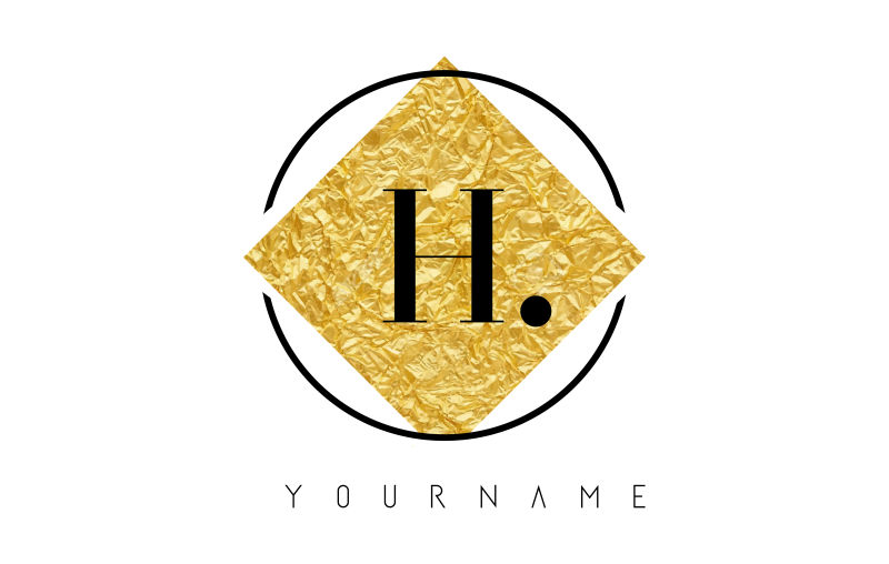 抽象矢量金箔纹理的的字母h标志设计