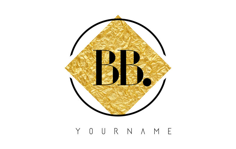 抽象矢量现代金箔纹理的字母bb标志设计