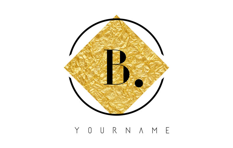 抽象矢量金箔纹理的字母b标志设计
