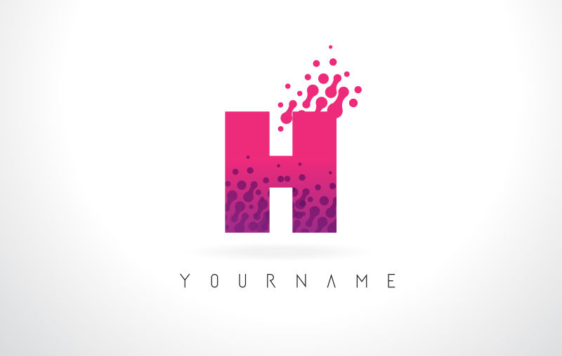 抽象矢量圆点元素的粉紫色字母H标志设计
