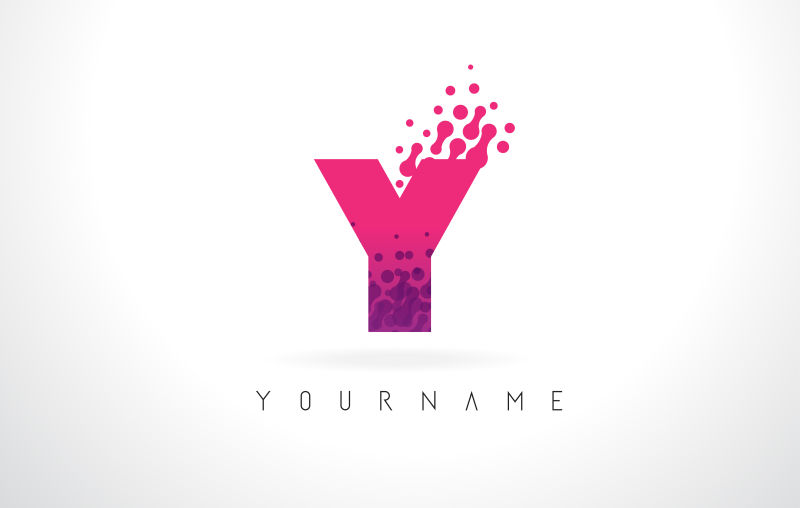 抽象矢量圆点元素的粉紫色字母Y标志设计