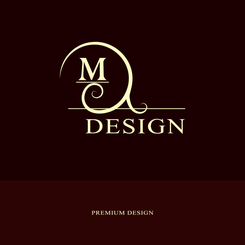 抽象标志设计现代奢华单字最小元素字母象征M. Mark的区别通用圆形模板时尚标签版税公司名片矢量插图