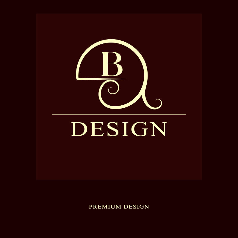 抽象标志设计现代奢华单字最小元素字母象征B. Mark的区别通用圆形模板时尚标签版税公司名片矢量插图