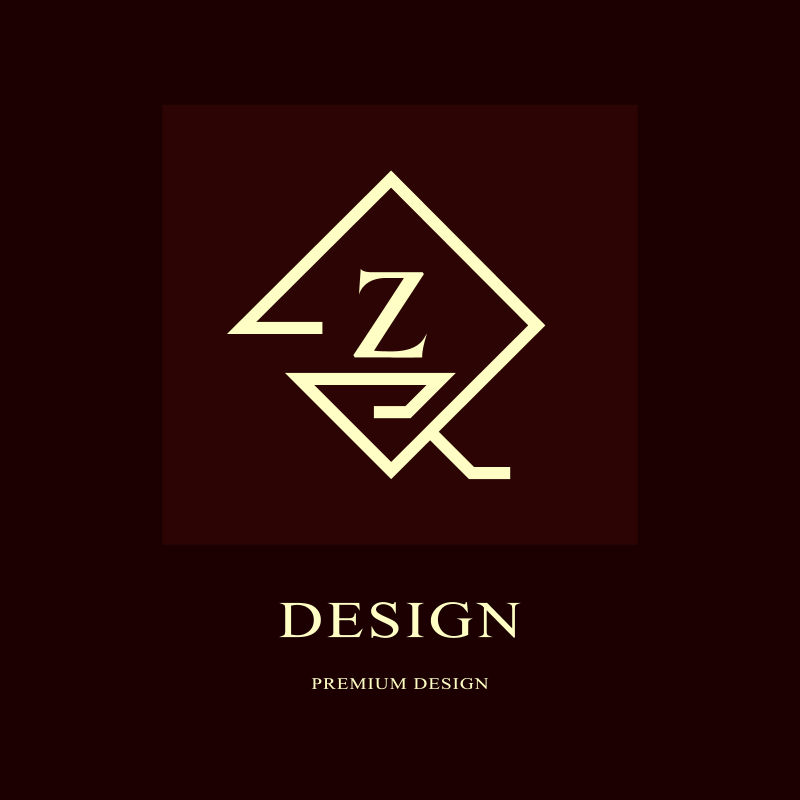 抽象标志设计现代奢华单字最小元素字母象征Z. Mark的区别通用菱形模板时尚标签版税公司名片矢量插图