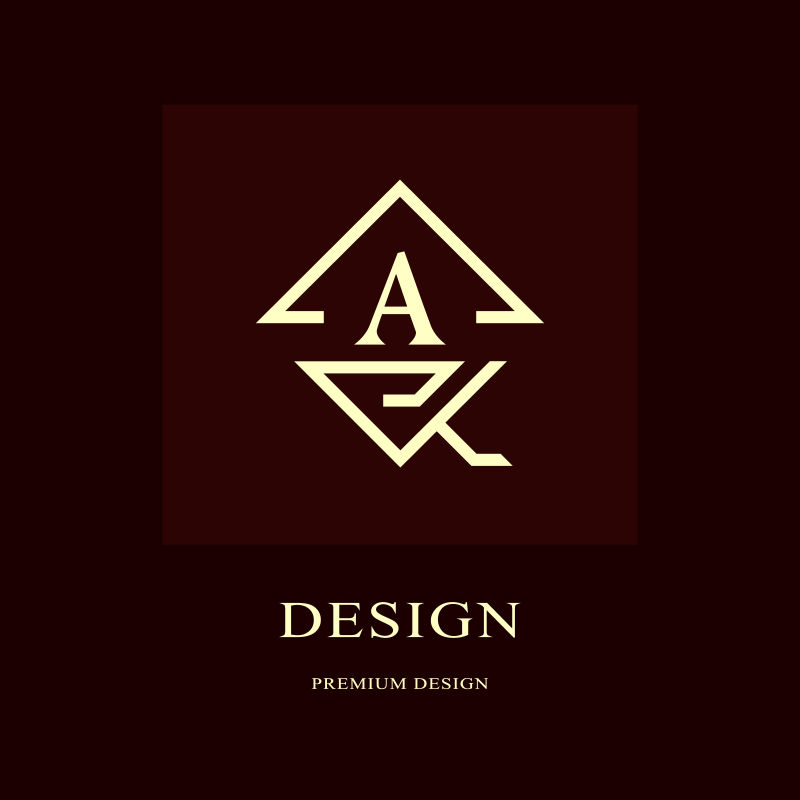 抽象标志设计现代奢华单字最小元素字母象征A. Mark的区别通用菱形模板时尚标签版税公司名片矢量插图