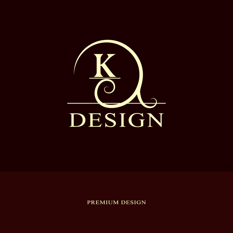 抽象标志设计现代奢侈品组合最小元素字母象征K. Mark的区别通用圆形模板时尚标签版税公司名片矢量插图