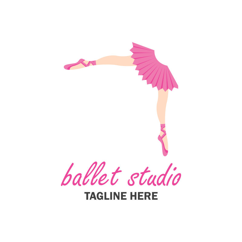 抽象矢量粉色芭蕾舞工作室标志设计