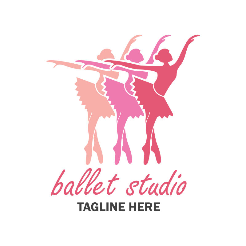 创意矢量粉色芭蕾舞元素标志设计