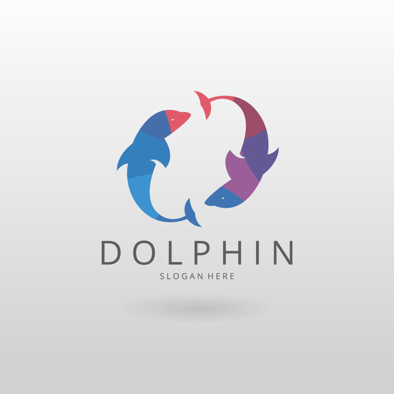 创意矢量彩色海豚标志设计