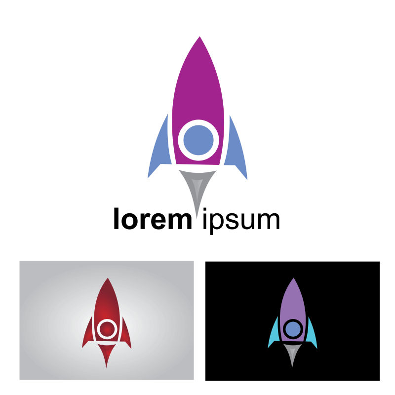 抽象矢量火箭元素的商业标志设计