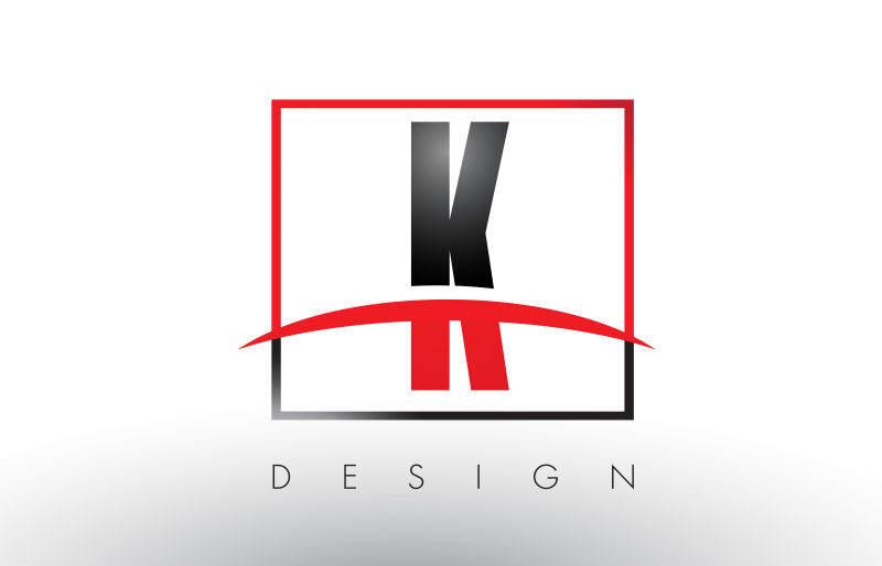 抽象矢量红黑双色字母k标志设计