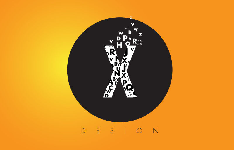 抽象矢量小写字母装饰的字母x标志设计