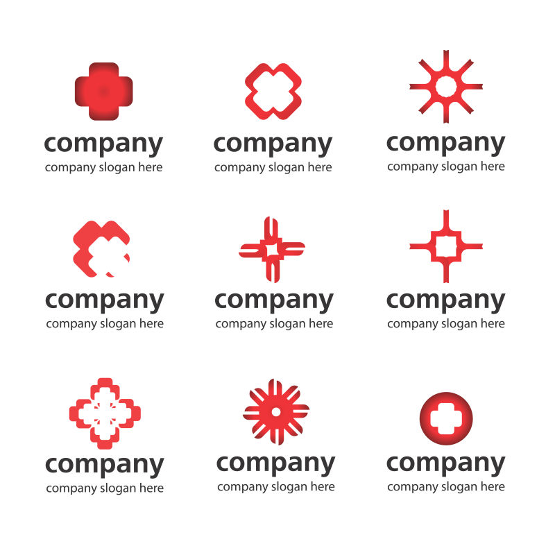 抽象矢量现代红色商业标志设计