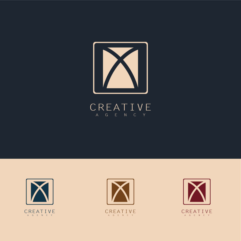 抽象矢量现代字母x创意方形标志设计