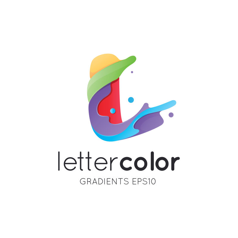 抽象矢量彩色颜料风格的字母l标志设计