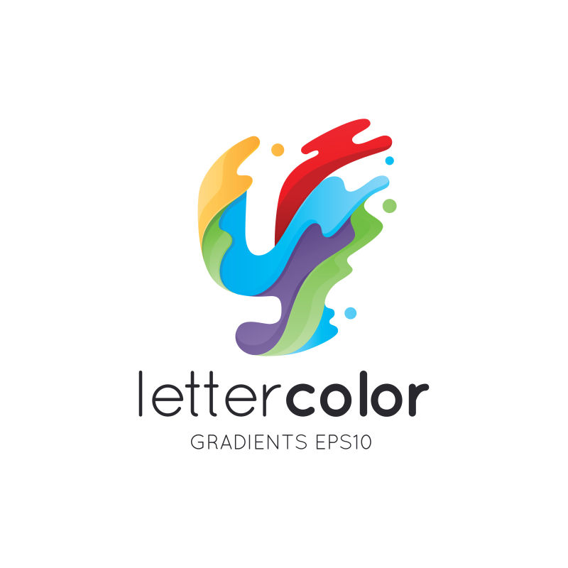 抽象矢量彩色颜料风格的字母y标志设计