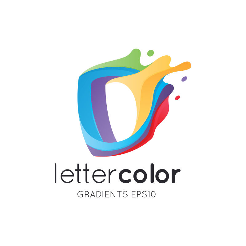 抽象矢量彩色颜料风格的字母d标志设计