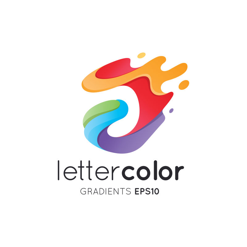 抽象矢量彩色颜料风格的字母a标志设计