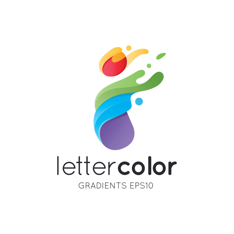 抽象矢量彩色颜料风格的字母i标志设计