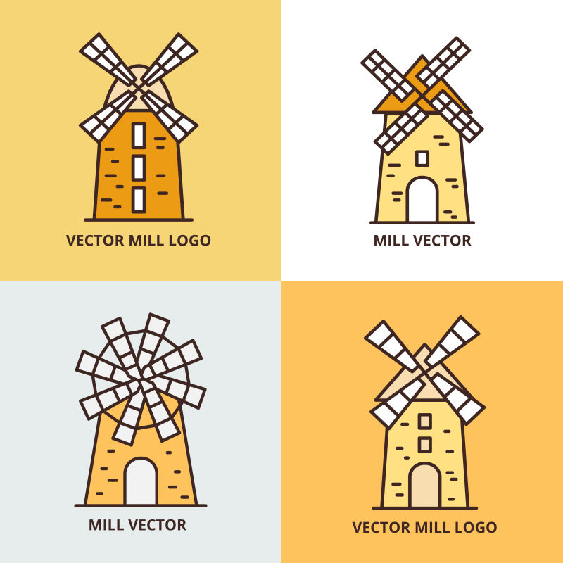 抽象矢量复古风车标志设计