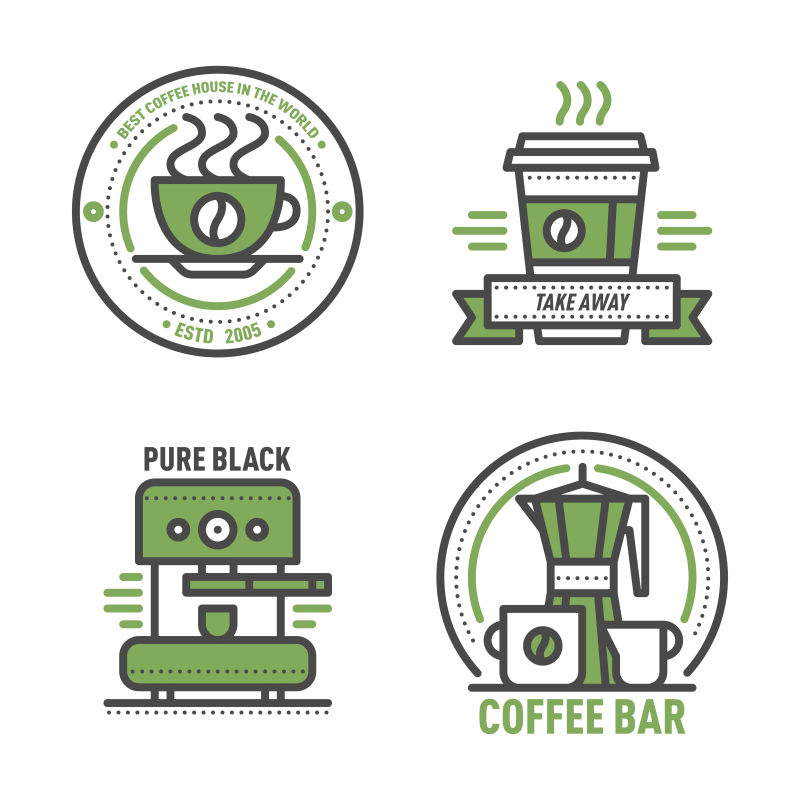 创意矢量咖啡主题平面标志设计