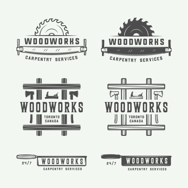创意矢量现代木工主题标志设计